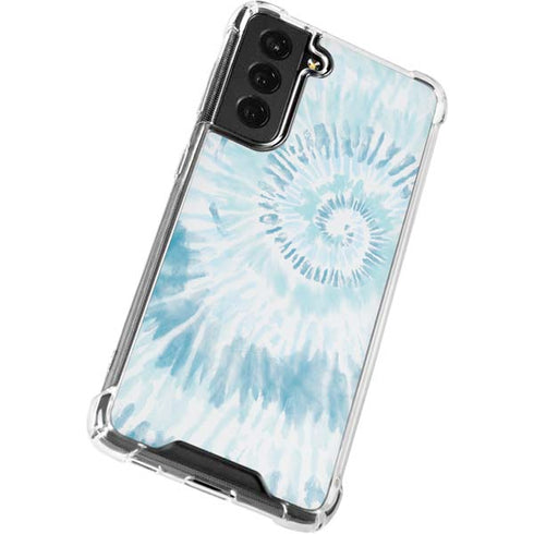 Blue and White Tie Dye Galaxy S21 FE Clear Case